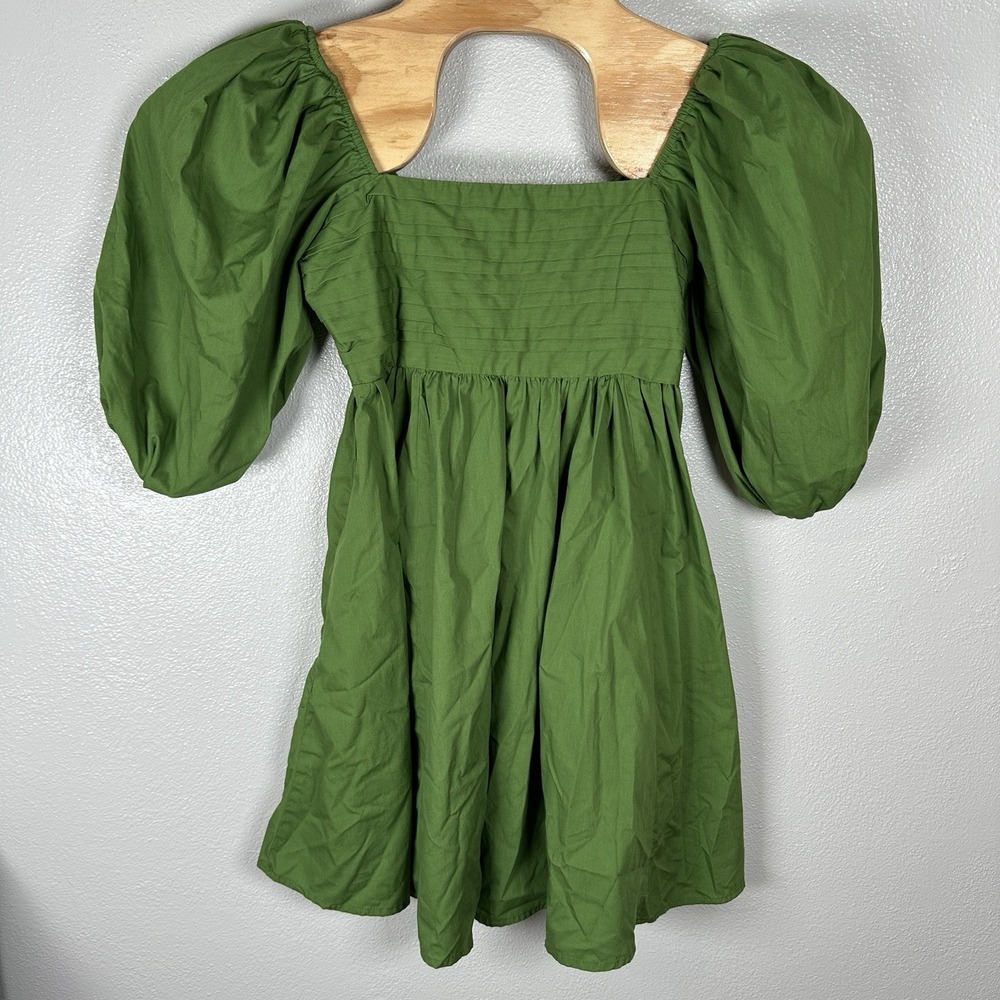 Abercrombie‎ Fitch A&F Emerson Poplin Puff Sleeve Mini Dress Green Small Tall ST